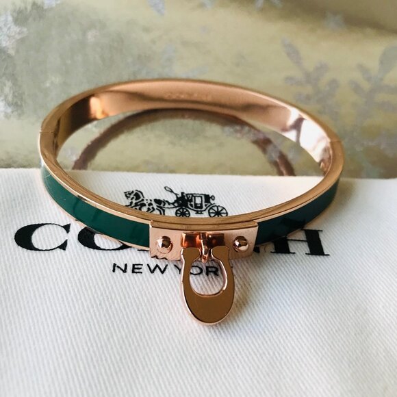Coach Bracelet Signature C Enamel Hinged Bangle Bracelet  New without Tag - Picture 1 of 6